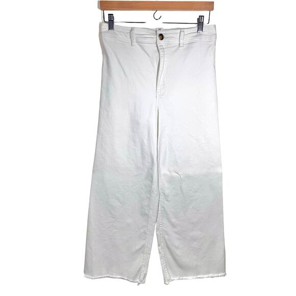 Billabong Denim - BILLABONG Free Fall High Waist Wide Leg Crop Jeans White Size 30 Beach Retro 70s